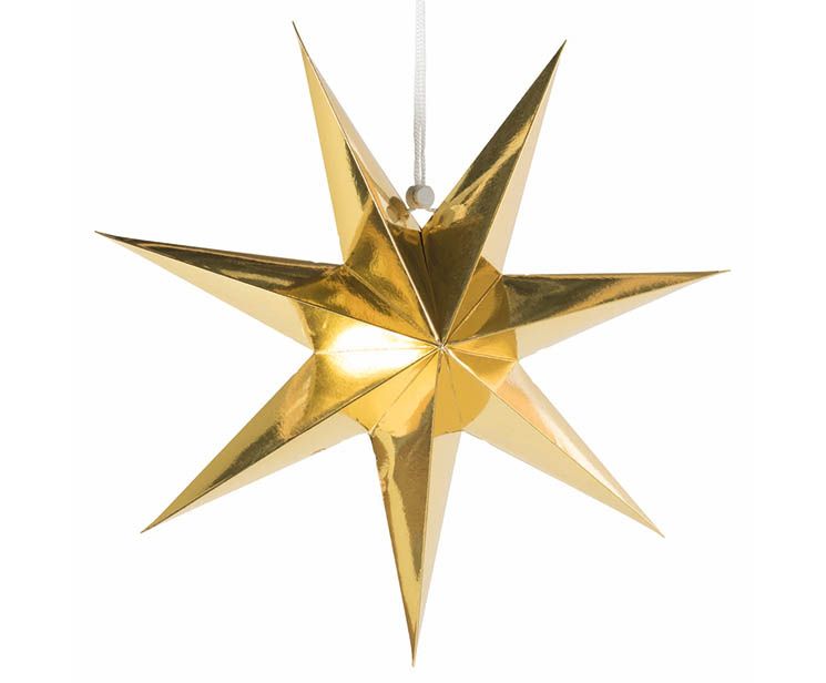 Julestjerne i guld med ophæng
