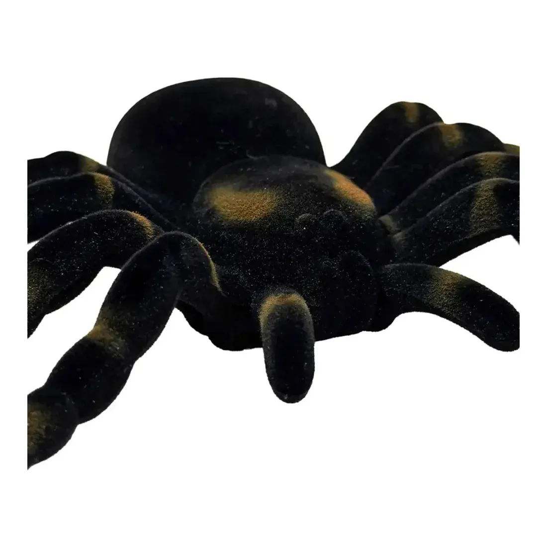 Edderkop tarantel kunstig af plast i brun og sort 16cm closeup