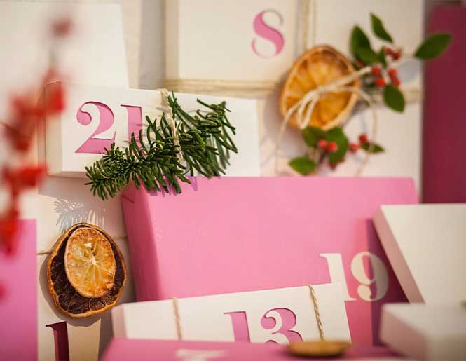 DIY adventskalender i lyserød