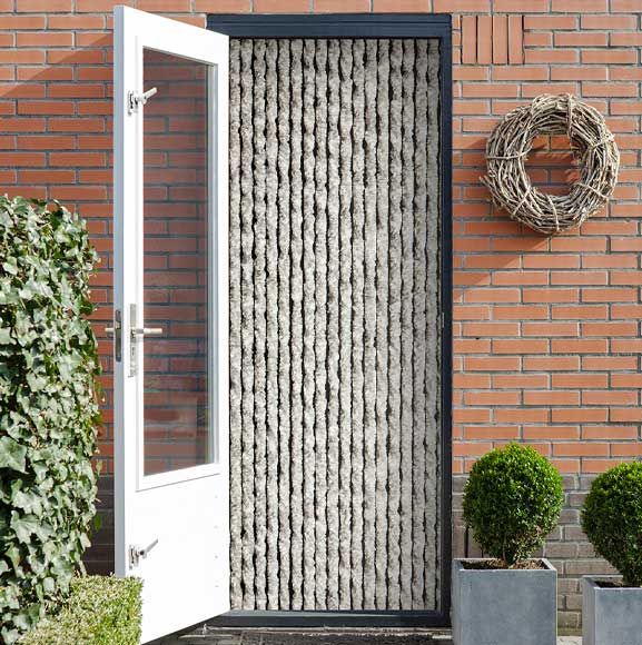 Dørgardin i beige stof