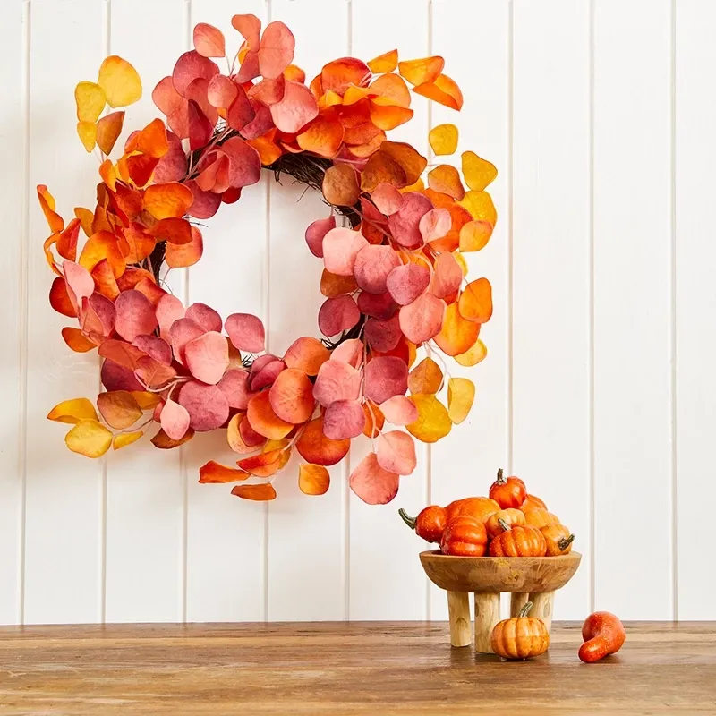 Buy Eukalyptus krans, orange nuancer, 64cm.