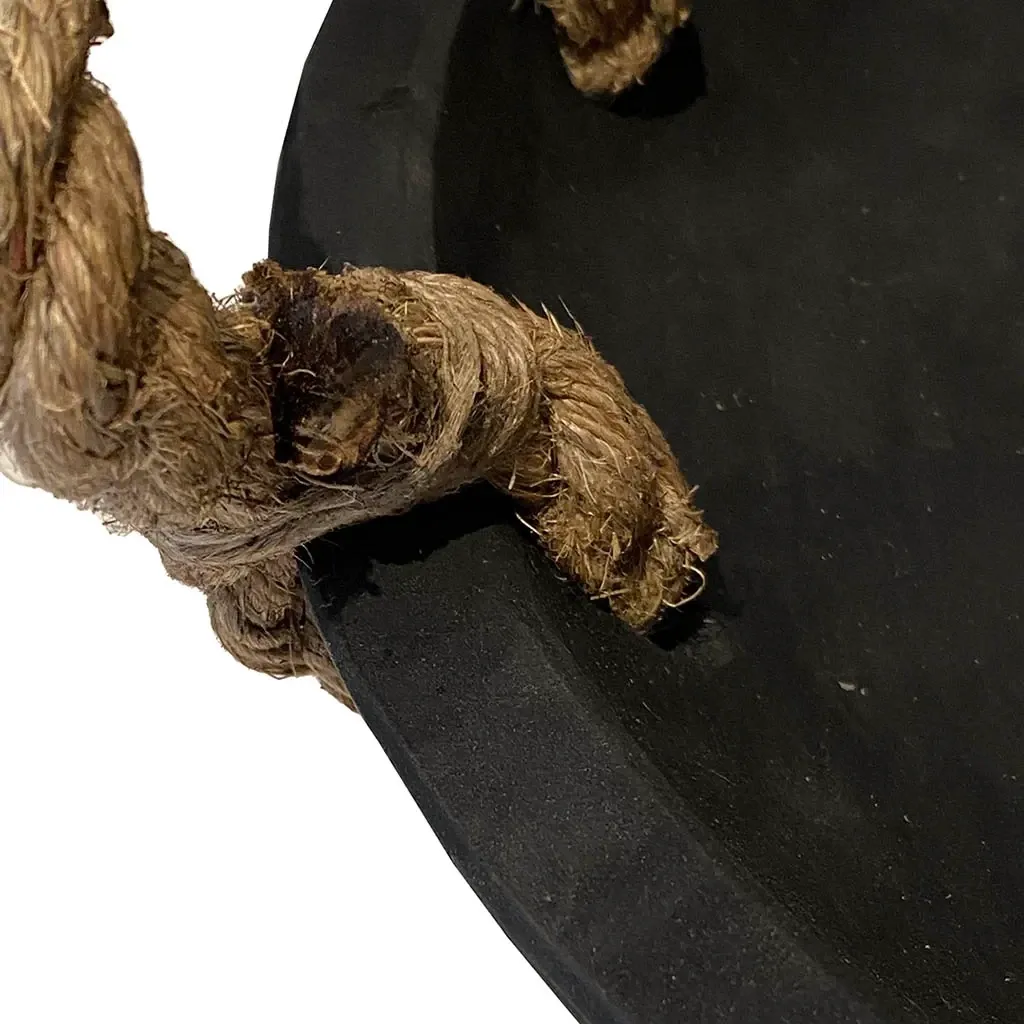 Buy Fad i teak træ m håndtag i reb, 48cm