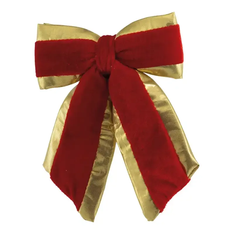 Buy Fløjlssløjfe, rød/ guld, 20x15cm