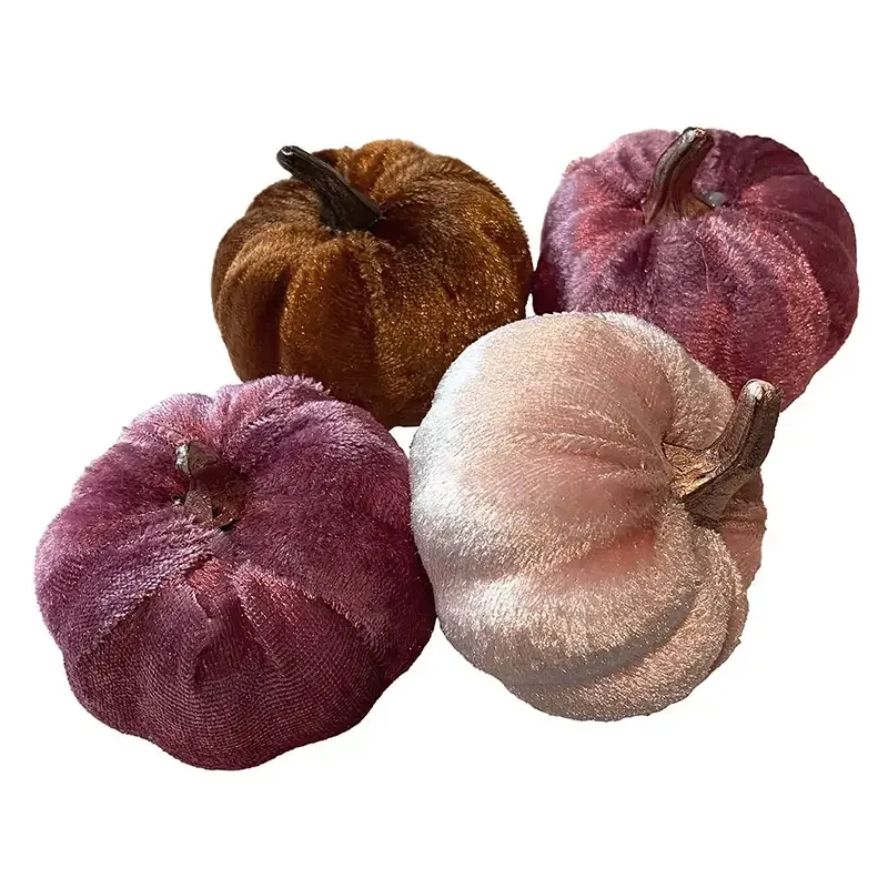 Buy Græskar m velour, lilla/brun, 4 stk., 7,5cm