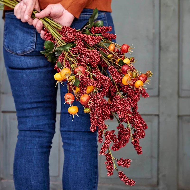 Buy Gren m røde bær, 3 stilke, 105cm, kunstig gren