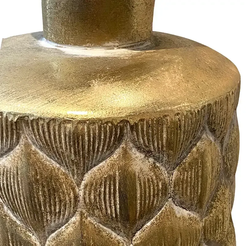 Buy Gulv flaske vase i metal, guld m mønster, 68cm