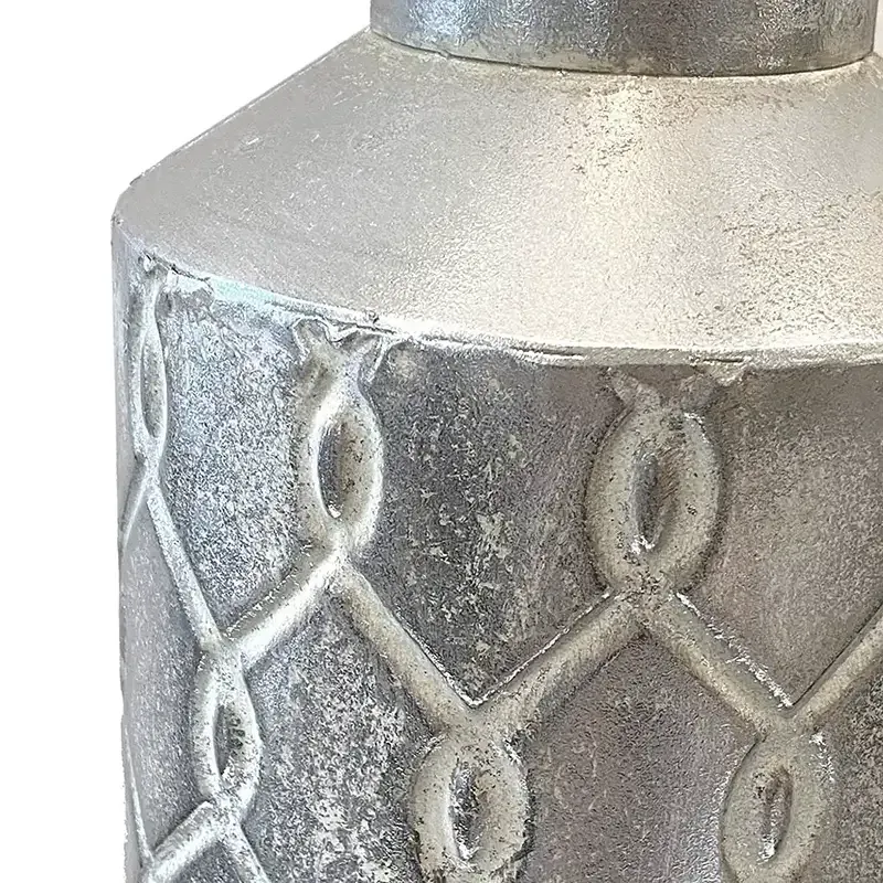 Buy Gulv flaske vase i metal, sølv m mønster, 68cm