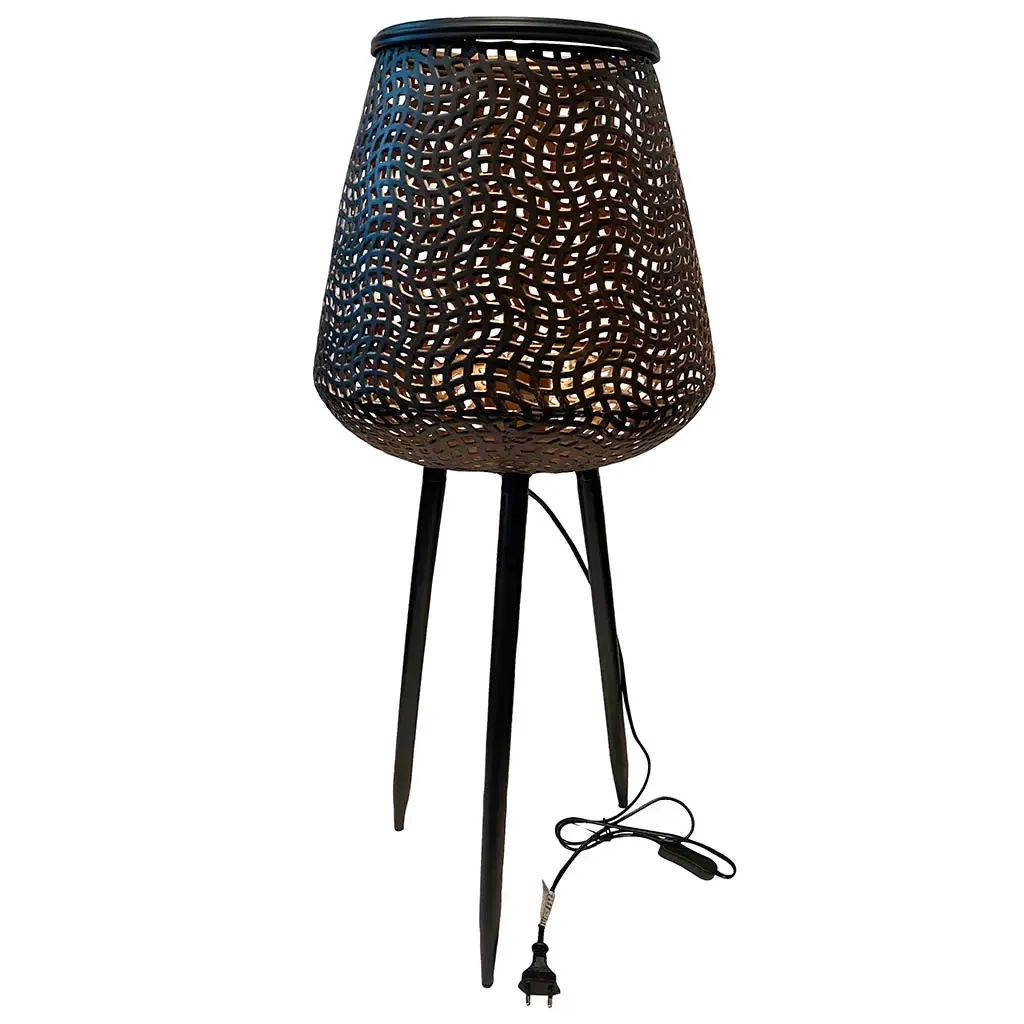 Buy Gulvlampe, sort/guld, metal