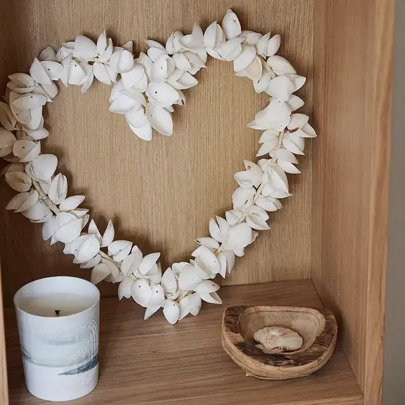 Buy Hjerte i ægte skaller, hvid, 30cm, ægte