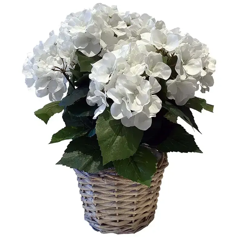 Buy Hortensia hvid, i kurvepotte, 45cm, kunstig