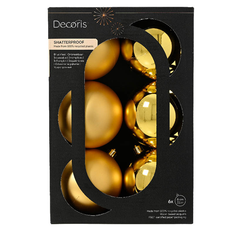 Buy Julekugler, 8cm, guld, återvunnen plast
