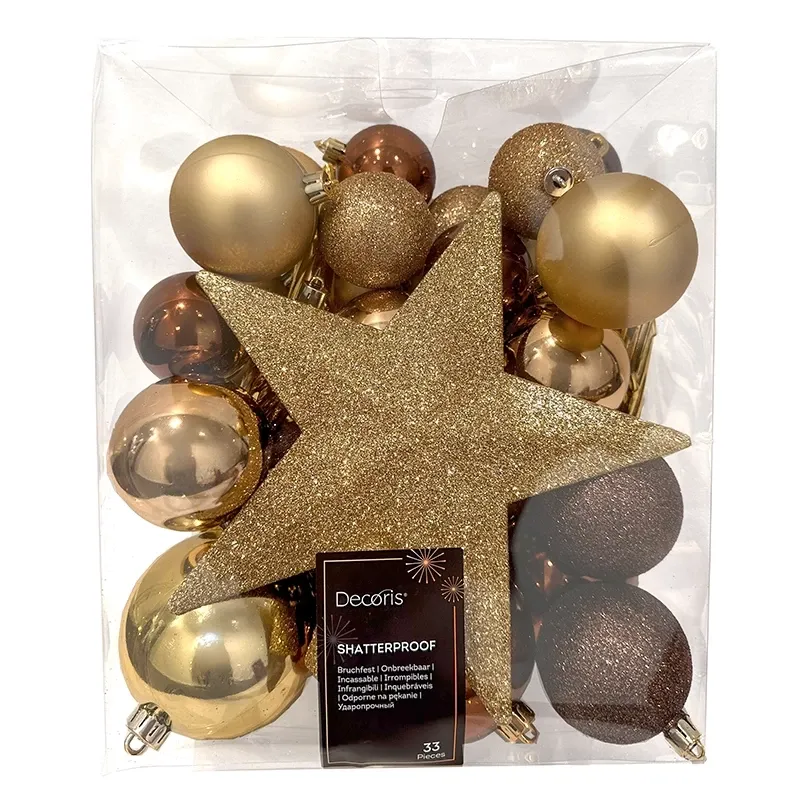 Buy Julekugler, mix m/ stjerne, guld/brun