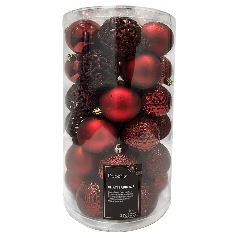 Buy Julekugler, rød mix, 6cm, 37stk./pakke