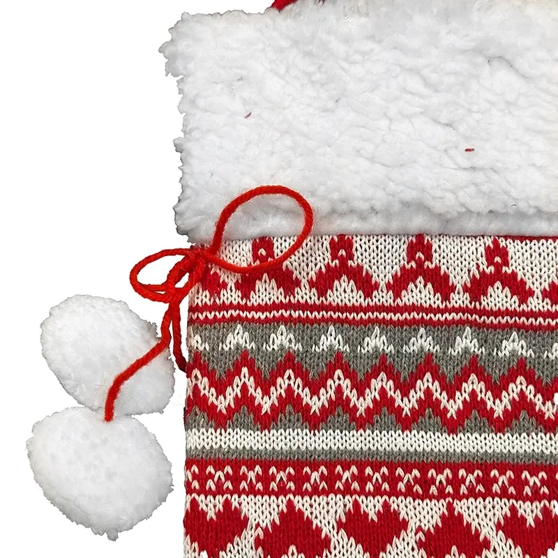 Buy Julesok i strik m plys kant