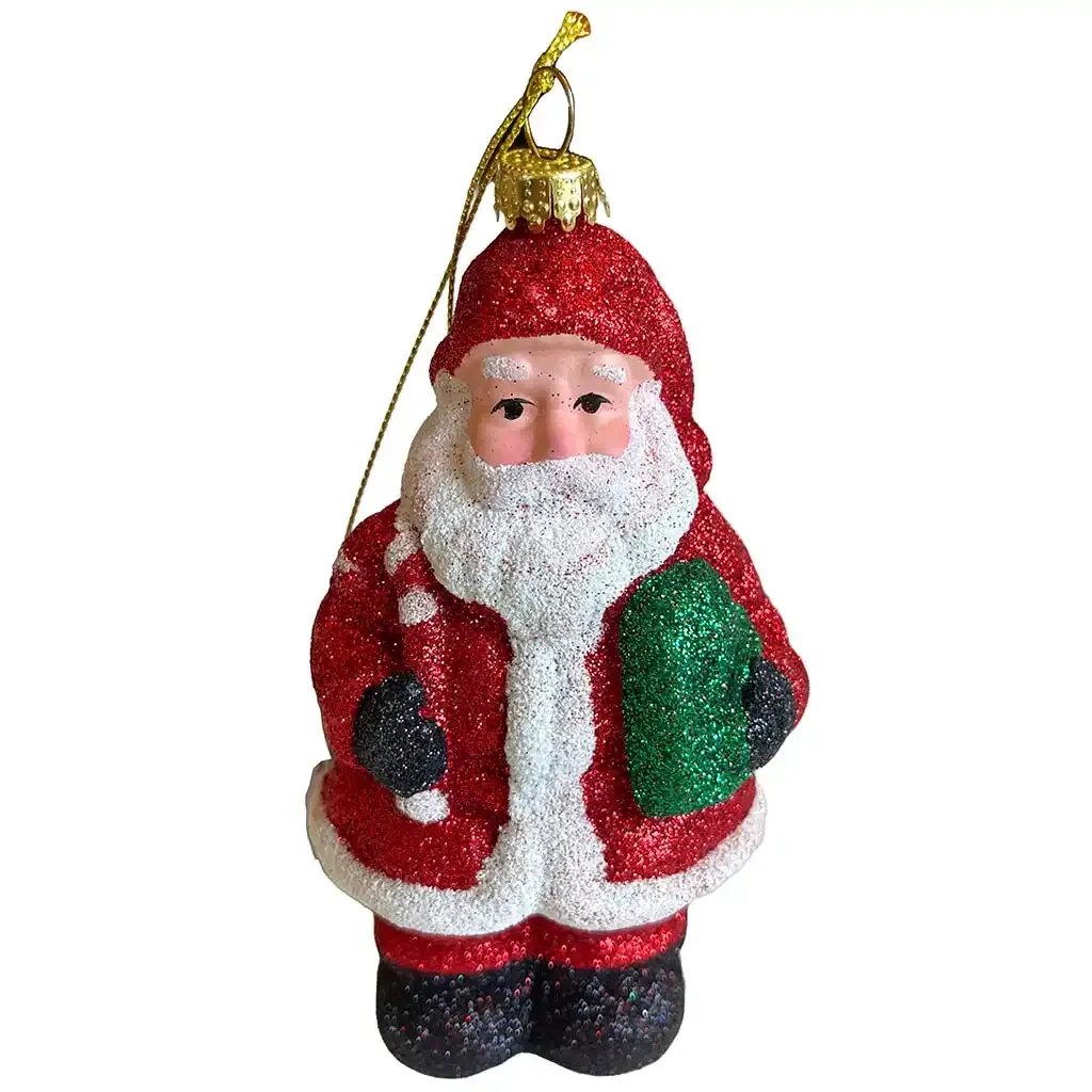 Buy Juletræspynt, julemand m glitter og træ