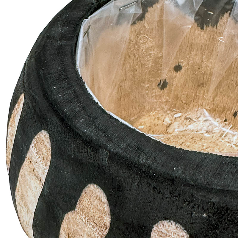 Buy Krukke i træ, sort/natur, 18cm