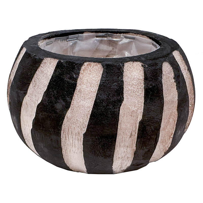 Buy Krukke i træ, sort/natur, 18cm