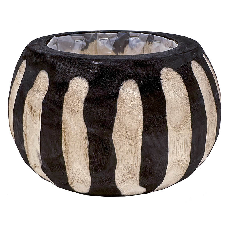 Buy Krukke i træ, sort/natur, 18cm