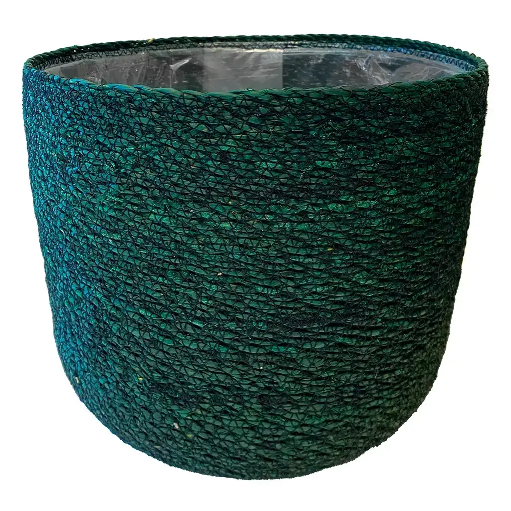 Buy Kurv foret m plast, mørk grøn, H27cm