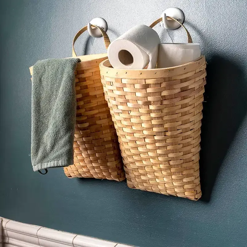 Buy Kurv til ophæng i bambus, 20x15x43cm