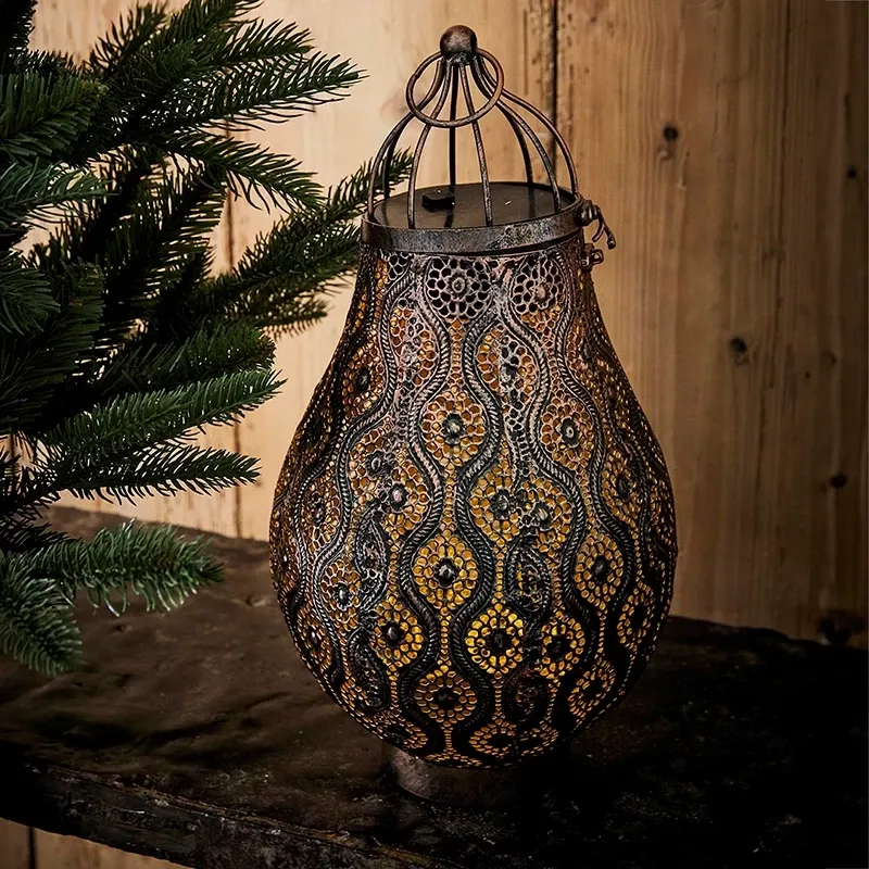 Buy LED lanterne, metal m udskæringer, 35 cm