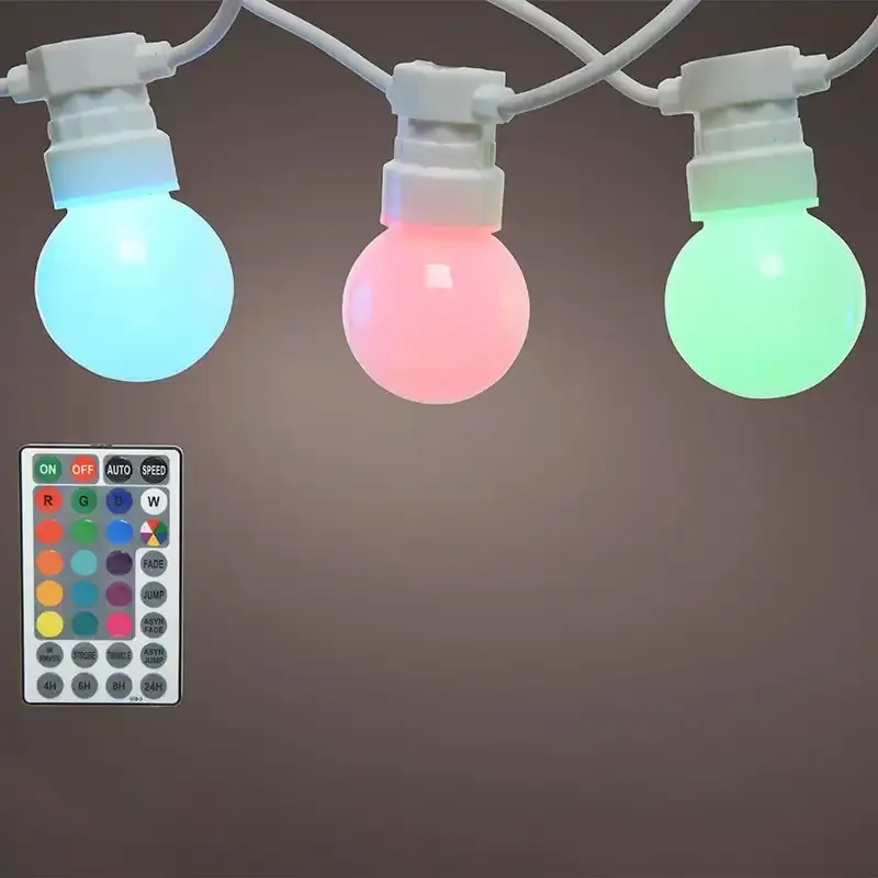 Buy LED multi farvet lyskæde, hvid ledning, flere