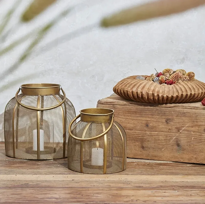Buy Lanterne m glasindsats, 25cm, metal, guld