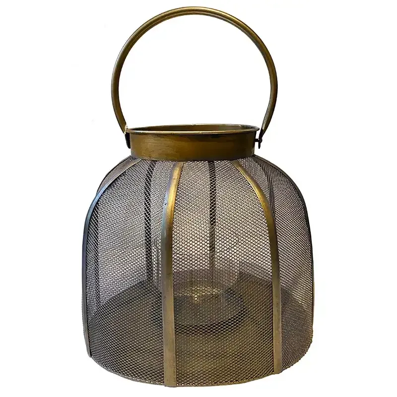 Buy Lanterne m glasindsats, 25cm, metal, guld
