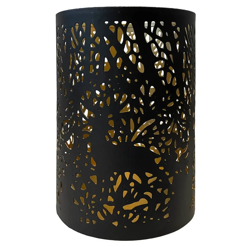 Buy Lysestage m mønster, guld/sort, Ø10cm