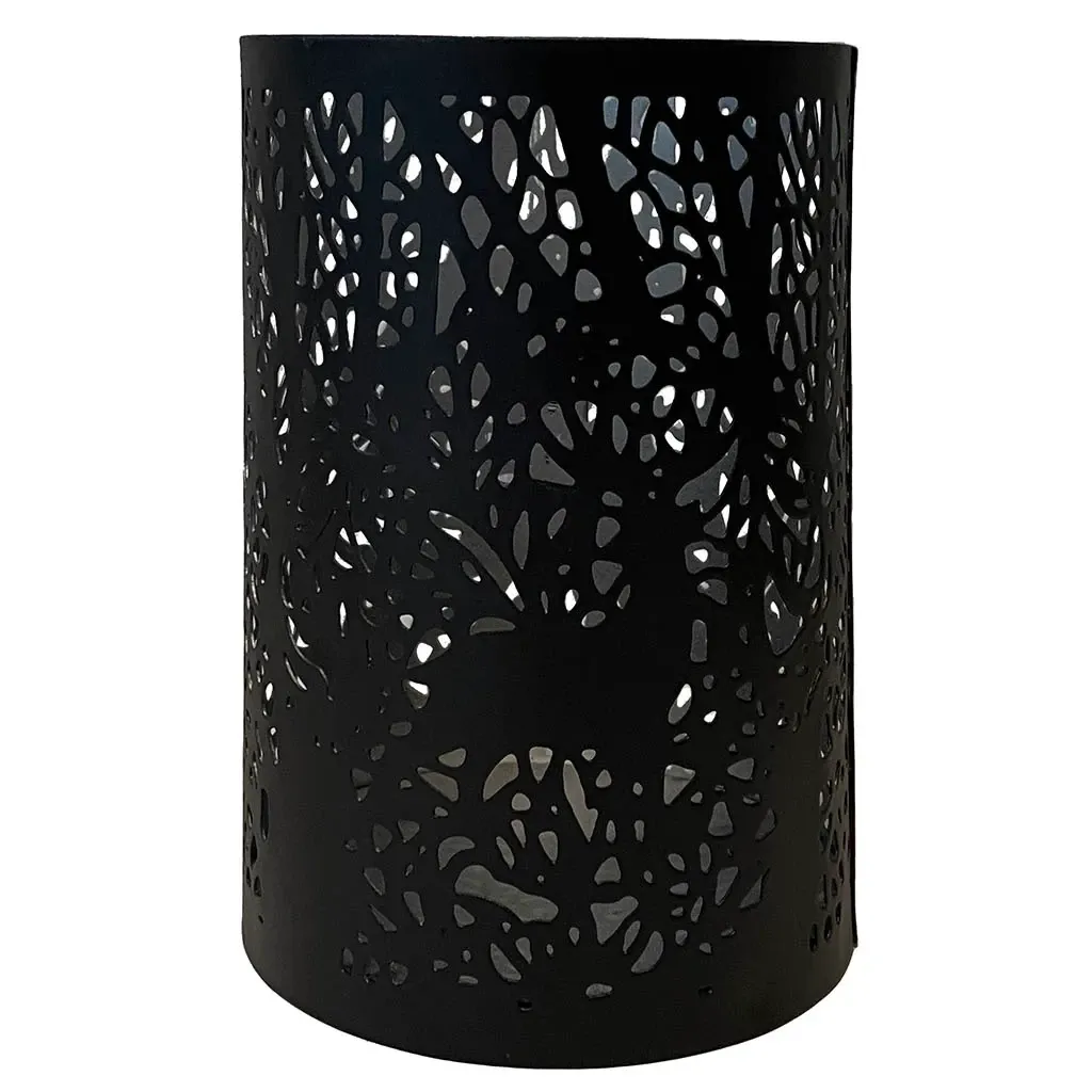 Buy Lysestage m mønster, sølv/sort, Ø10cm