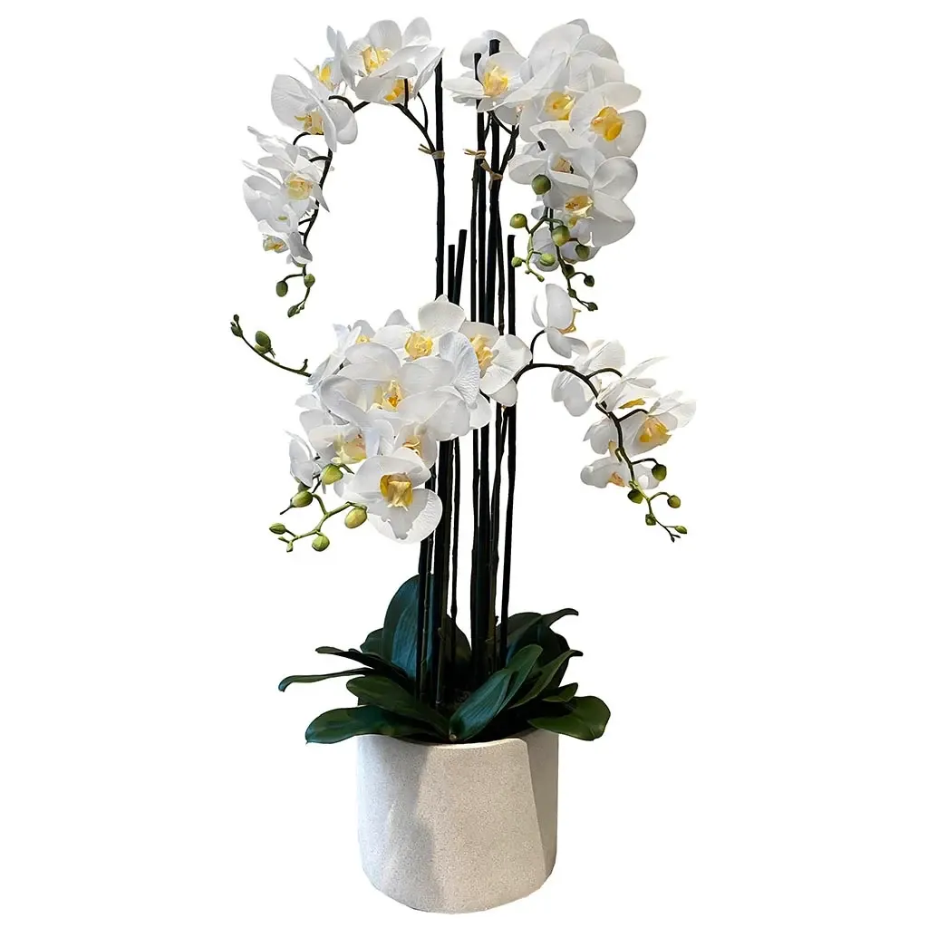 Buy Orkide i potte, hvid, 100cm, kunstig blomst