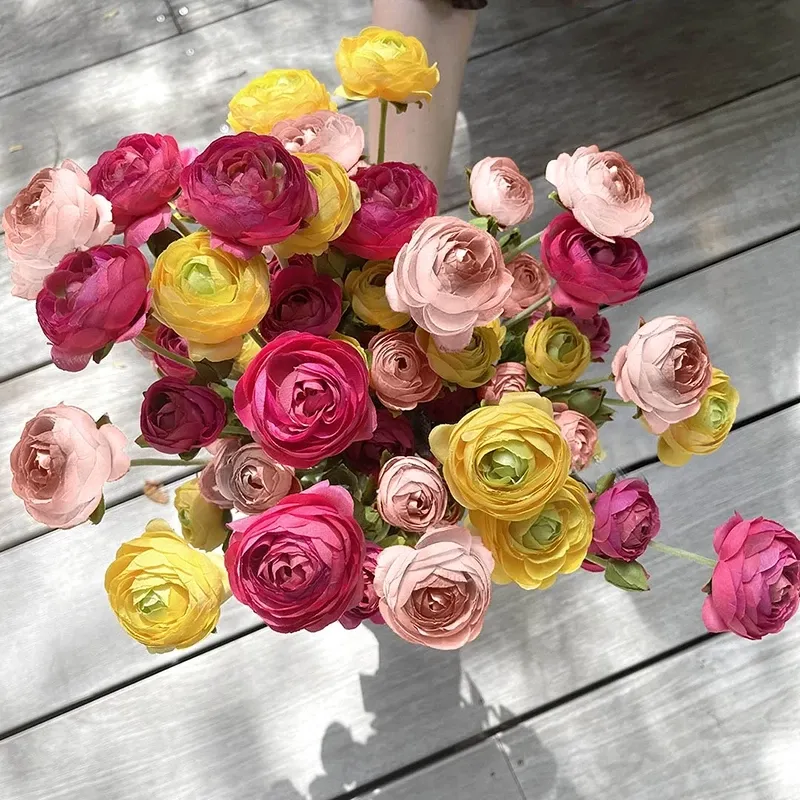 Buy Ranunkel blomst, creme/lyserød, 48cm, kunstig