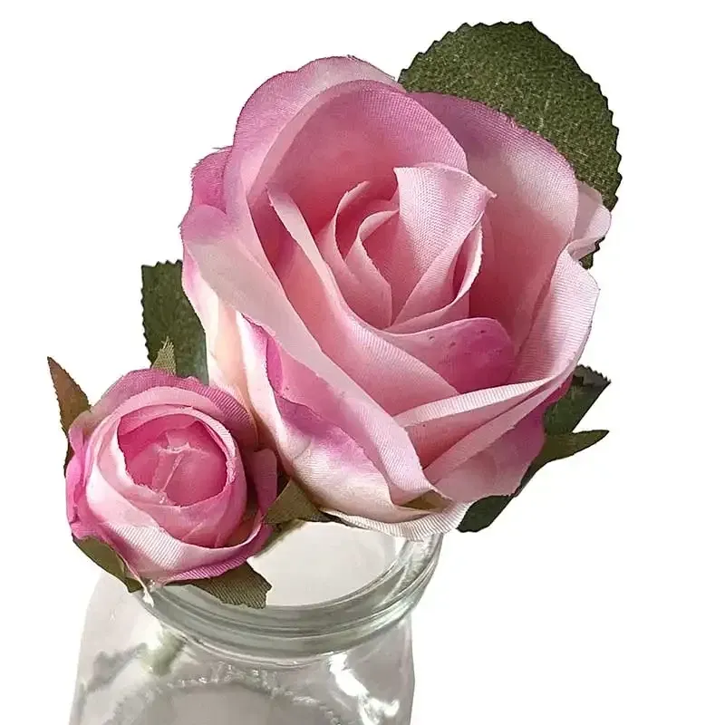 Buy Rose i glas, pink, 12cm, kunstig blomst