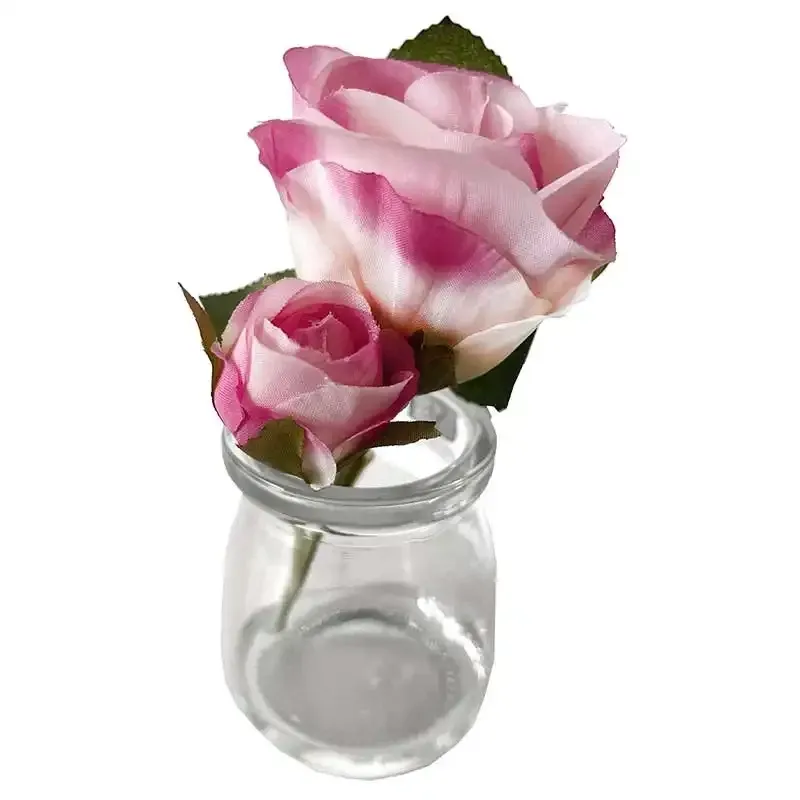 Buy Rose i glas, pink, 12cm, kunstig blomst