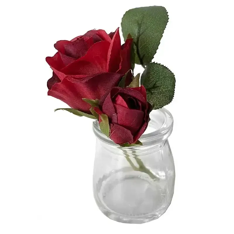 Buy Rose i glas, rød, 12cm, kunstig blomst