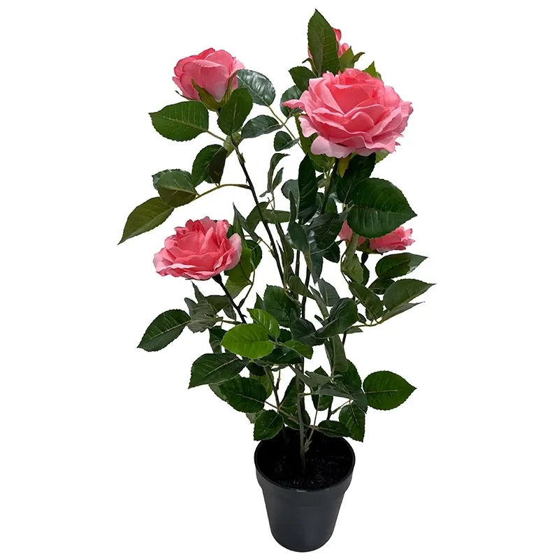 Buy Rose i potte, 56cm, pink, kunstig blomst