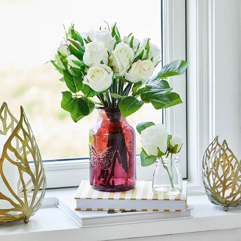 Buy Rosen buket, creme, 30cm, kunstig blomst