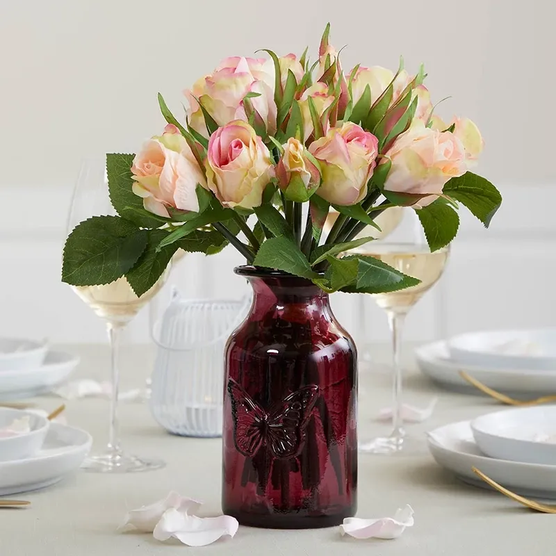 Buy Rosen buket, fersken, 30cm, kunstig blomst