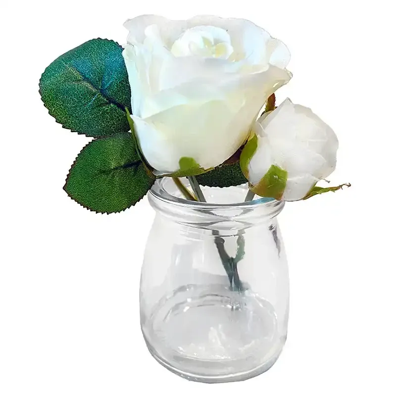 Buy Roser i glas, 12cm, hvid, kunstig blomst