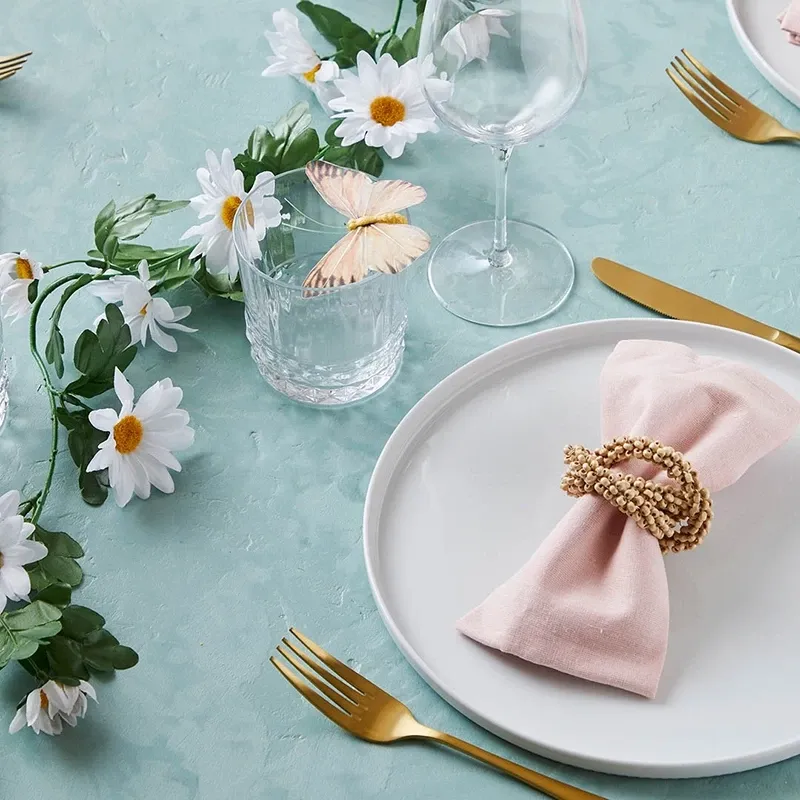 Buy Servietring m træperler