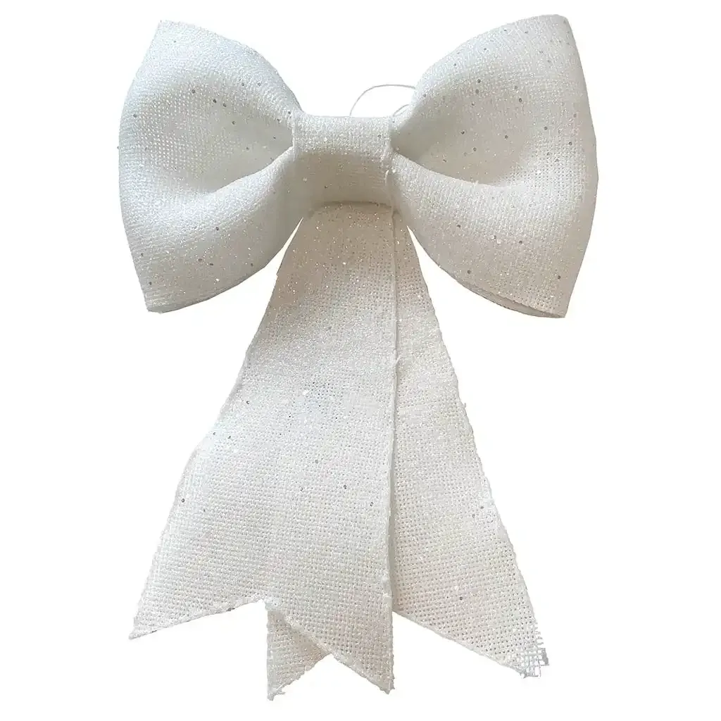 Buy Sløjfe i hvid m glimmer og ophæng, 40cm