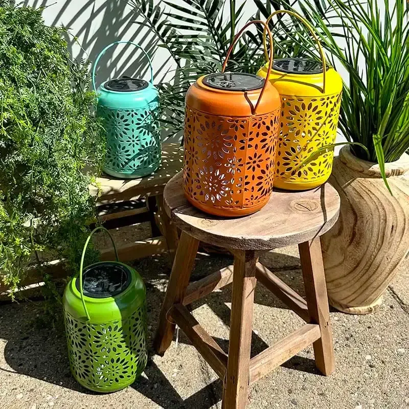 Buy Solcelle lanterne, orange, metal, 17cm