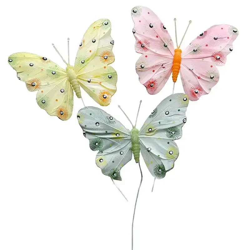 Buy Sommerfugle på ståltråd, 3 farver, 3 stk