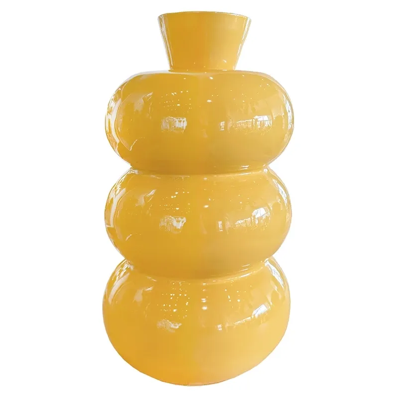 Buy Vase i jern, 33cm, gul