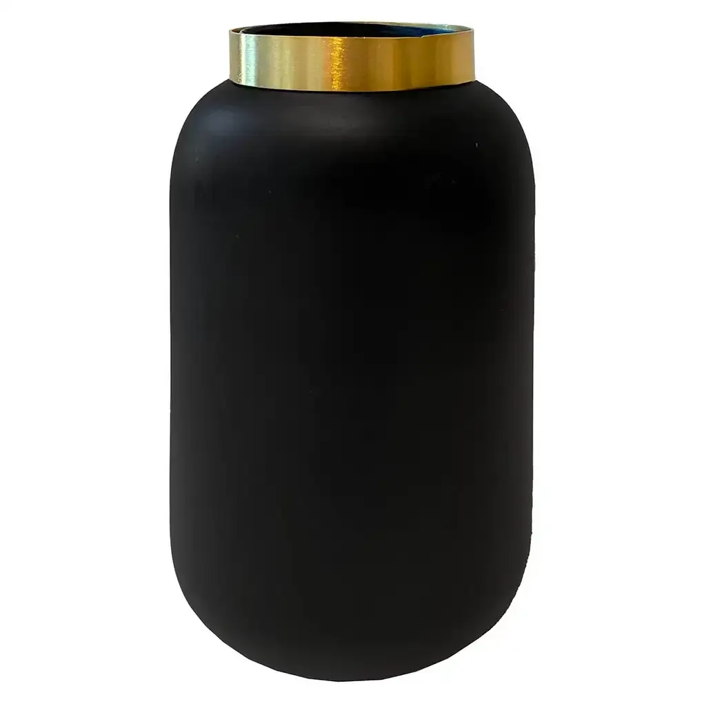 Buy Vase i metal m guld kant, 17cm