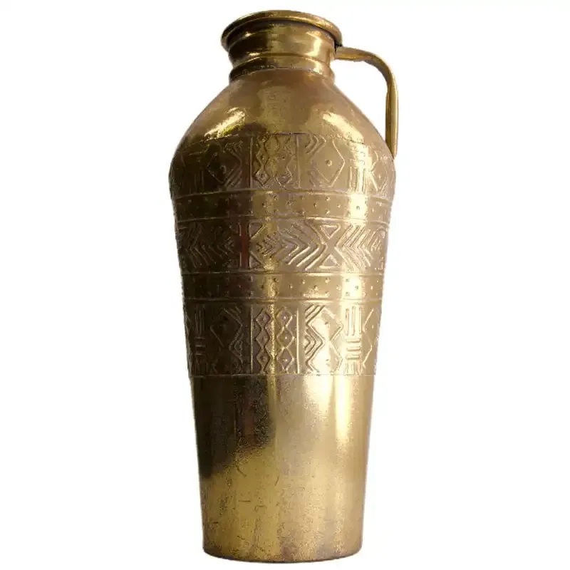 Buy Vase i metal m mønster og hank, guld, 48cm