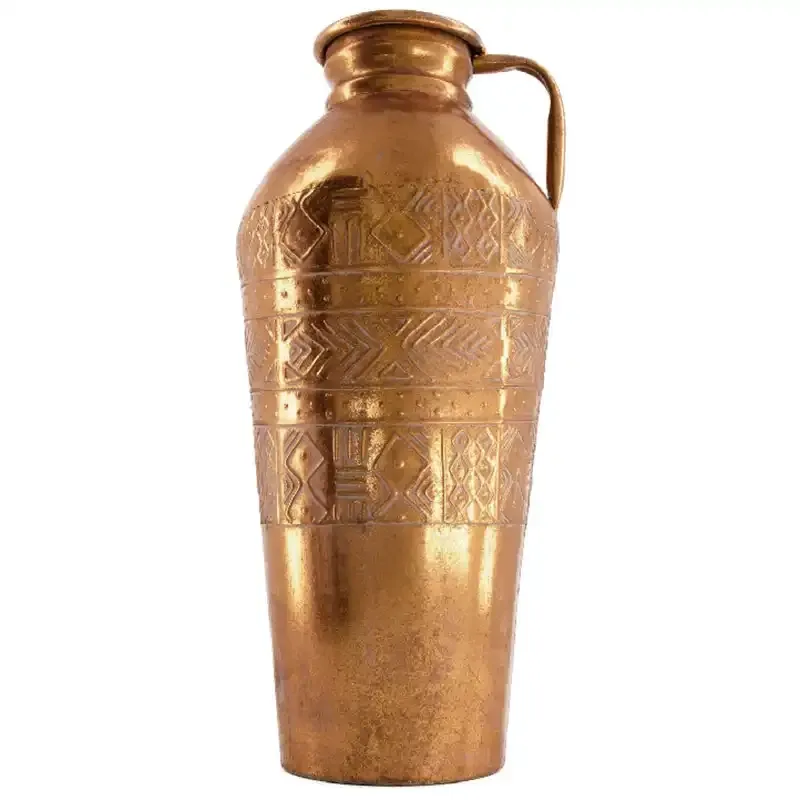 Buy Vase i metal m mønster og hank, kobber, 48cm