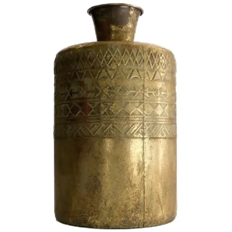 Buy Vase i metal m mønster, antik guld look, 38cm