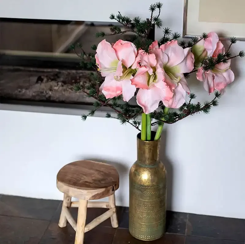 Buy Vase i metal m mønster, antik guld look, 58cm