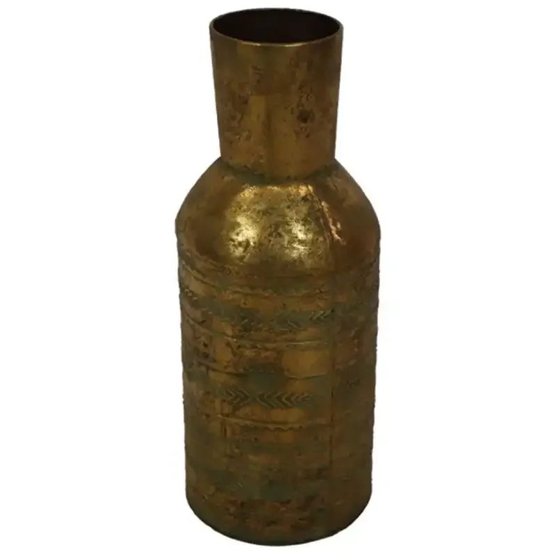 Buy Vase i metal m mønster, antik guld look, 58cm